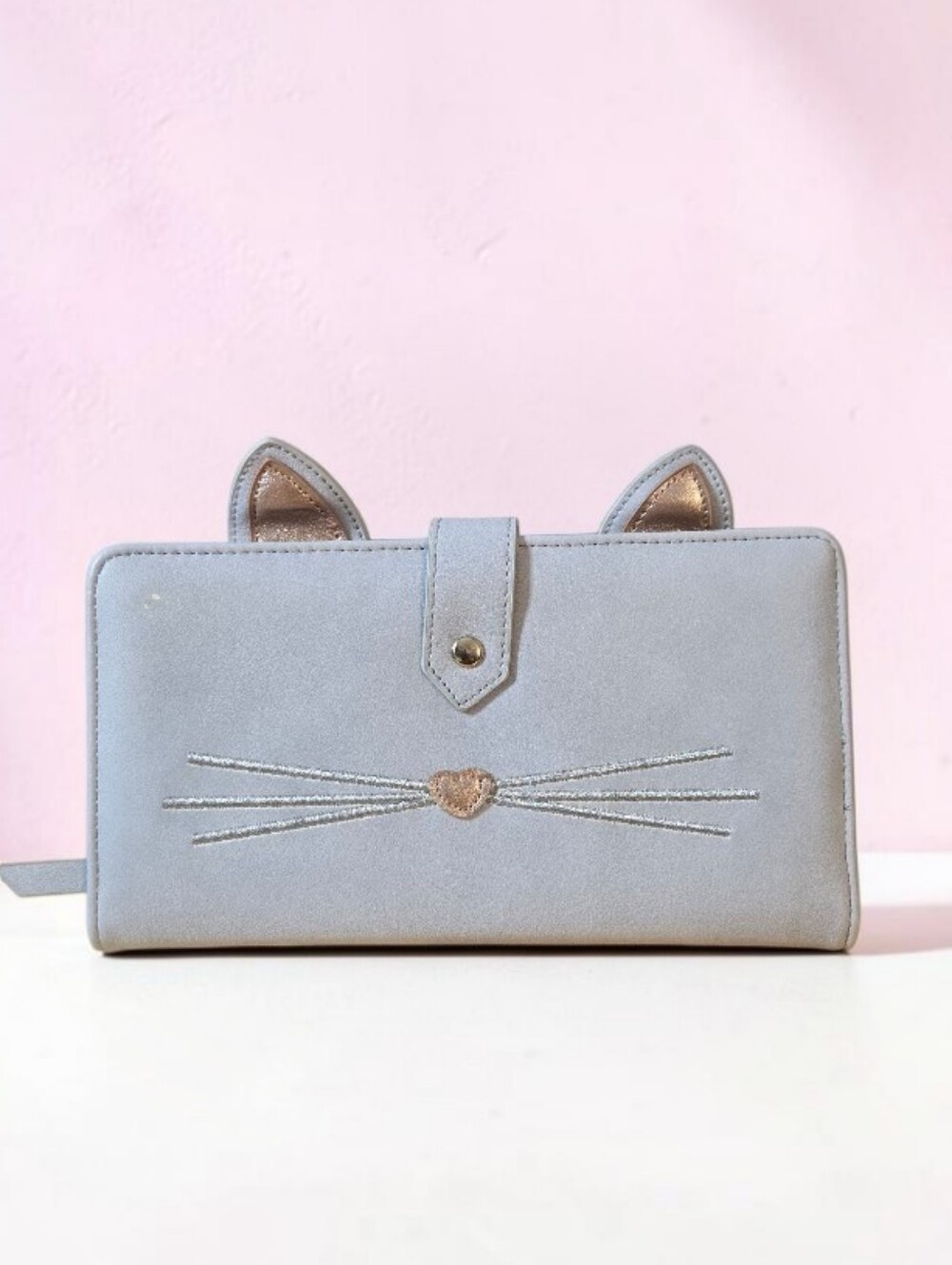 Cute Cat Ear Passport Wallet in Light Purple with Rose Gold Accents
